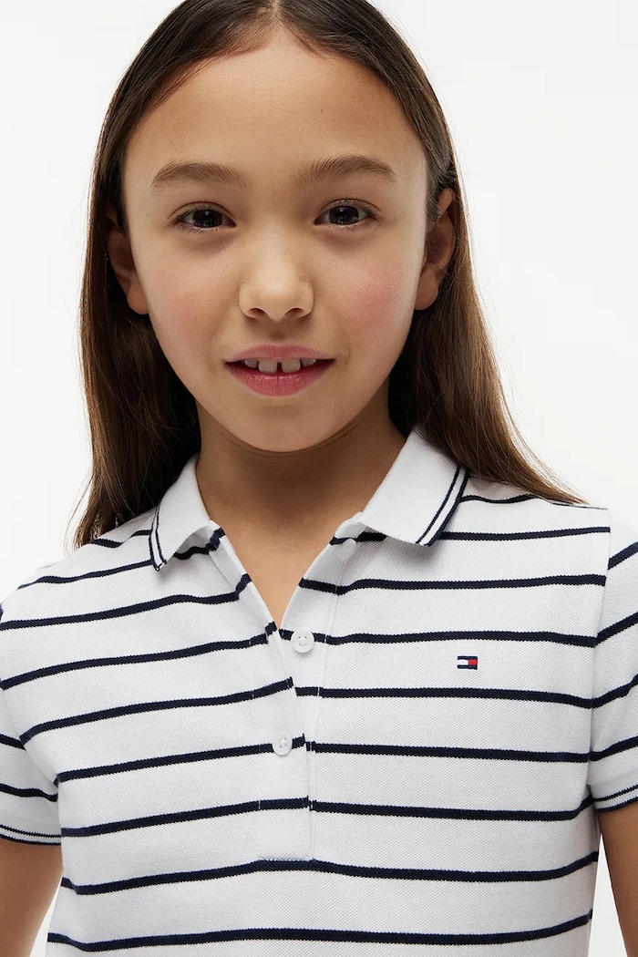 Polo dziecięce bawełniane z elastanem Tommy Hilfiger granatowy KG0KG08556.G