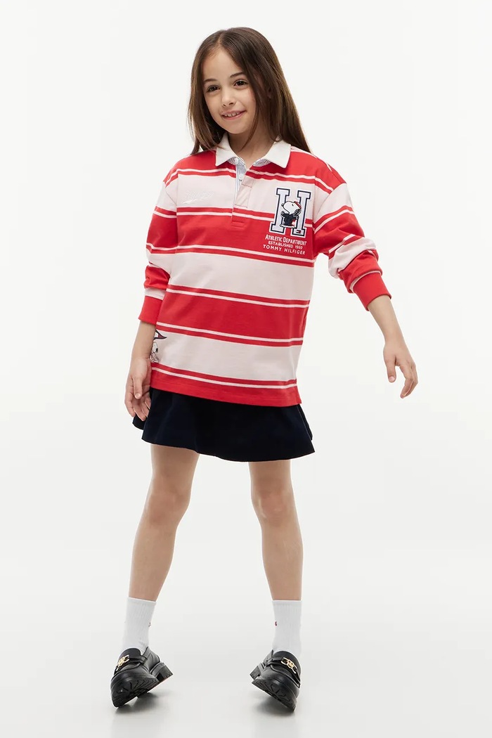Dziewczynka Tommy Hilfiger longsleeve dziecięcy bawełniany KS0KS00768.G.128.176.9B czerwony