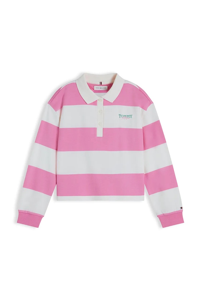 Tommy Hilfiger longsleeve dziecięcy bawełniany KG0KG09538.9BY2 różowy AW26