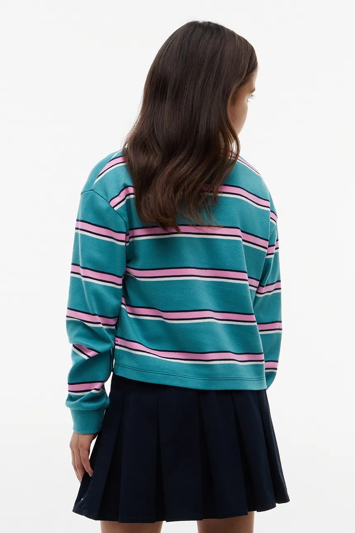 Dziewczynka Tommy Hilfiger longsleeve dziecięcy bawełniany KG0KG09538.9BY2 turkusowy