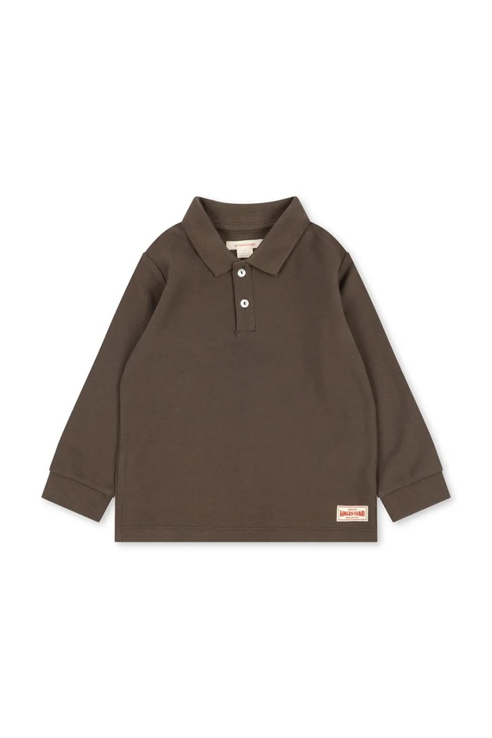 Konges Sløjd Longsleeve dziecięcy bawełniany FLORIAN LS POLO GOTS brązowy KS106471.9BY2