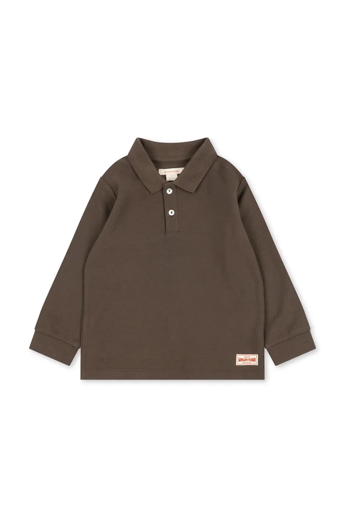 Konges Sløjd Longsleeve dziecięcy bawełniany FLORIAN LS POLO GOTS brązowy KS106471.9BY2
