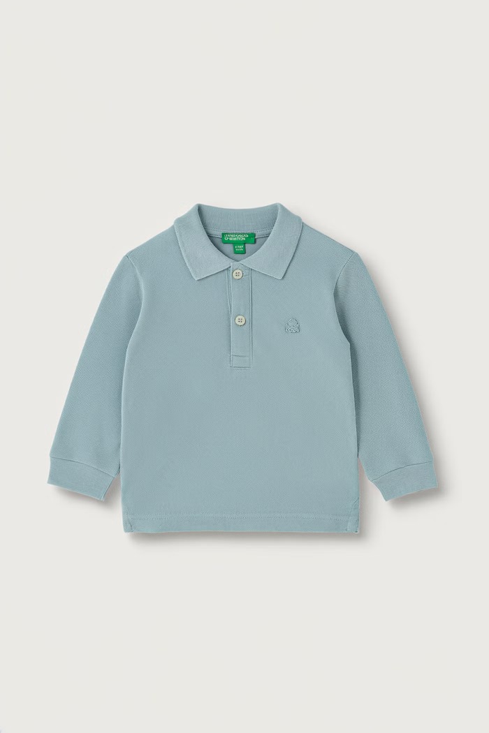 United Colors of Benetton Longsleeve dziecięcy bawełniany turkusowy 3089G3017.P.Seasonal