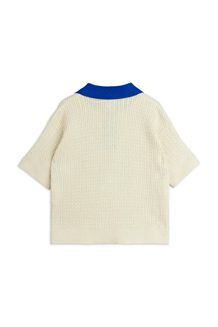 Mini Rodini polo swetrowe dziecięce bawełniane Cable 26620104 biały AW26
