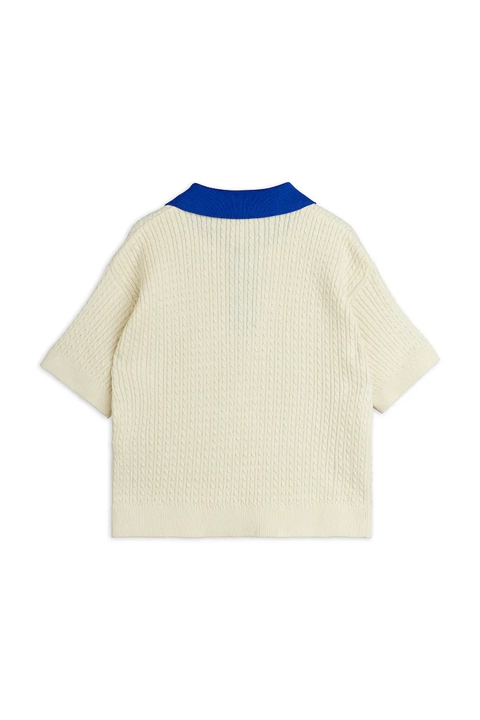 Mini Rodini polo swetrowe dziecięce bawełniane Cable 26620104 biały AW26