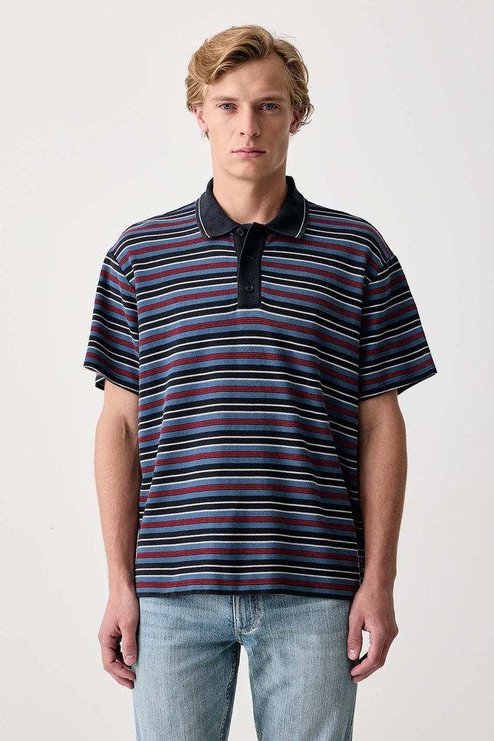 rag & bone Polo męskie bawełniane granatowy RF3C26FT2TM