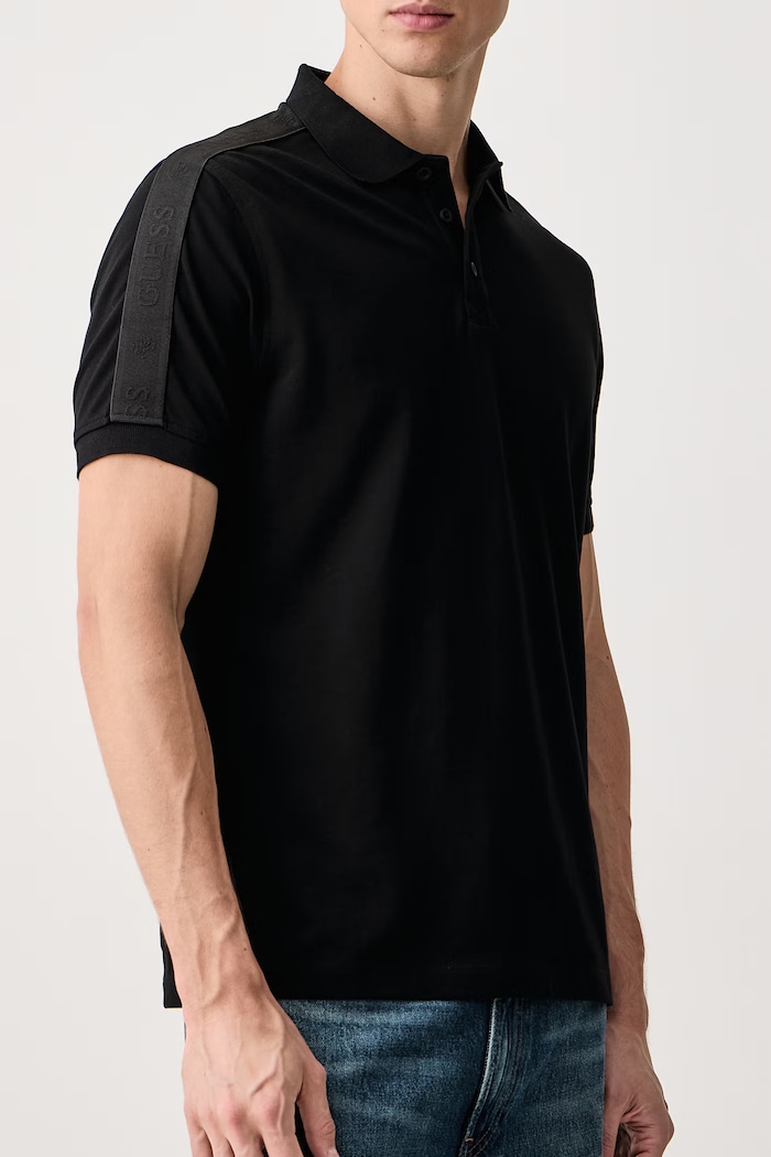 Odzież Guess Polo męskie bawełniane z elastanem THOR Z6YP03.K4967 czarny