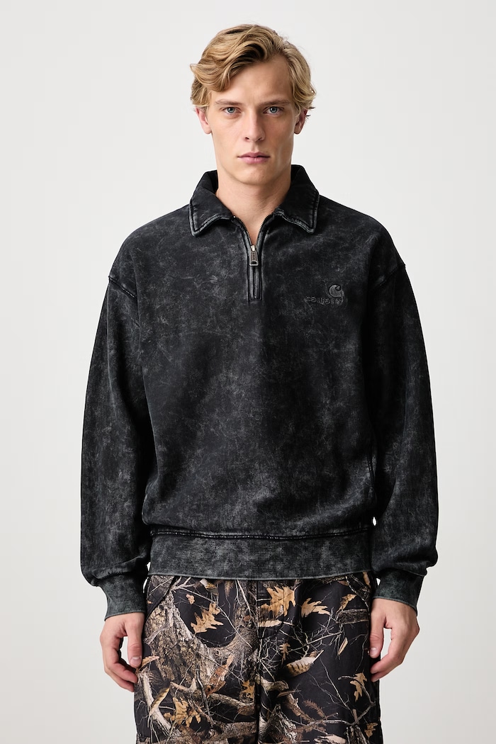 Carhartt WIP Lambert Polo Sweat sweatshirt cotton Men's black I037105