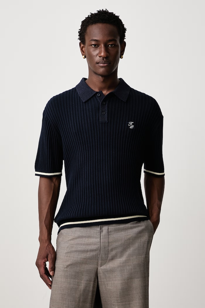 Filling Pieces Polo swetrowe bawełniane męskie niebieski 422670500246