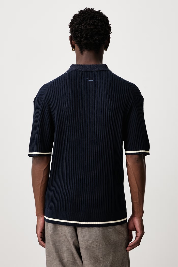 Odzież Filling Pieces Polo swetrowe bawełniane męskie 422670500246 niebieski
