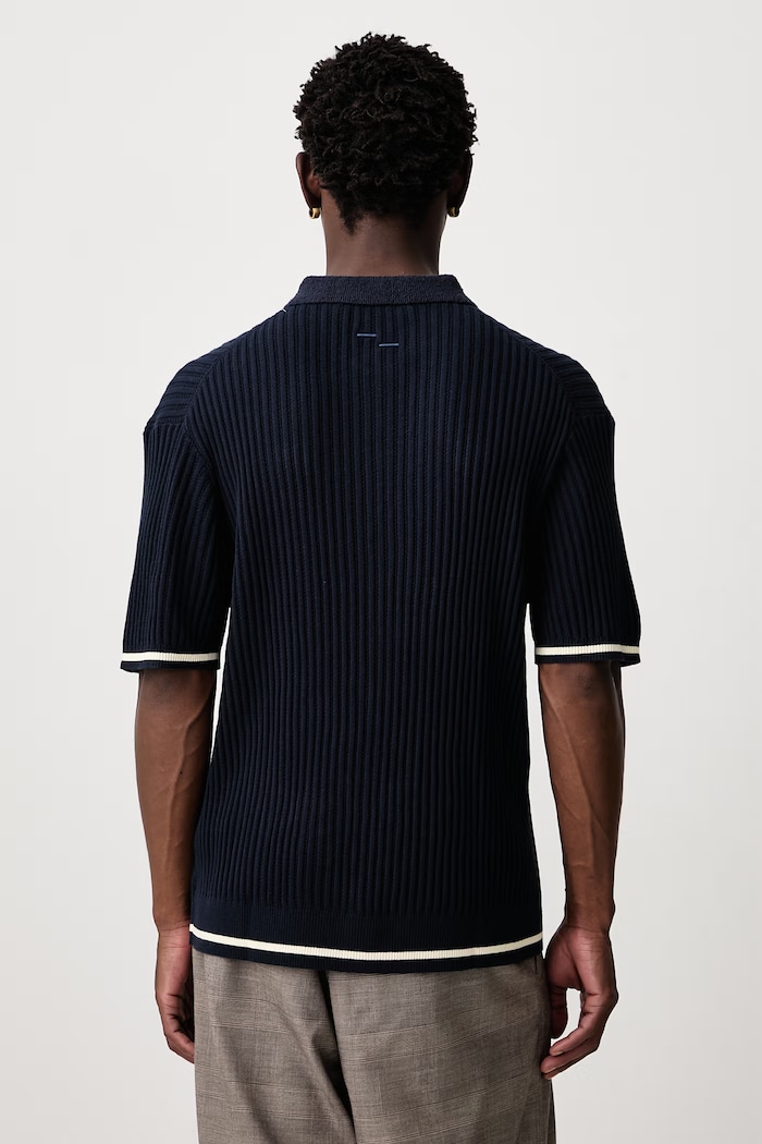 Odzież Filling Pieces Polo swetrowe bawełniane męskie 422670500246 niebieski