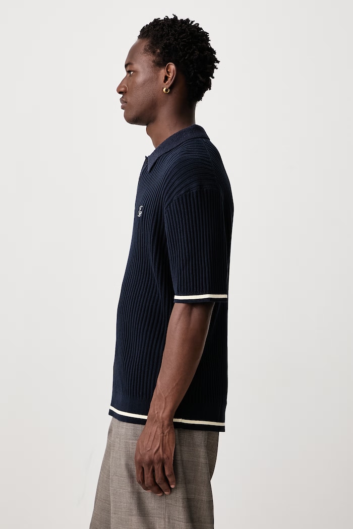 Polo swetrowe bawełniane męskie Filling Pieces 422670500246 niebieski