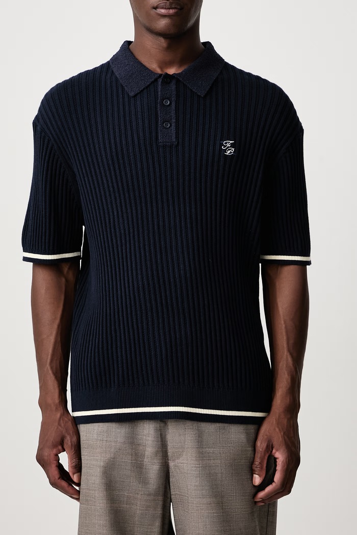 Polo swetrowe bawełniane męskie Filling Pieces niebieski 422670500246