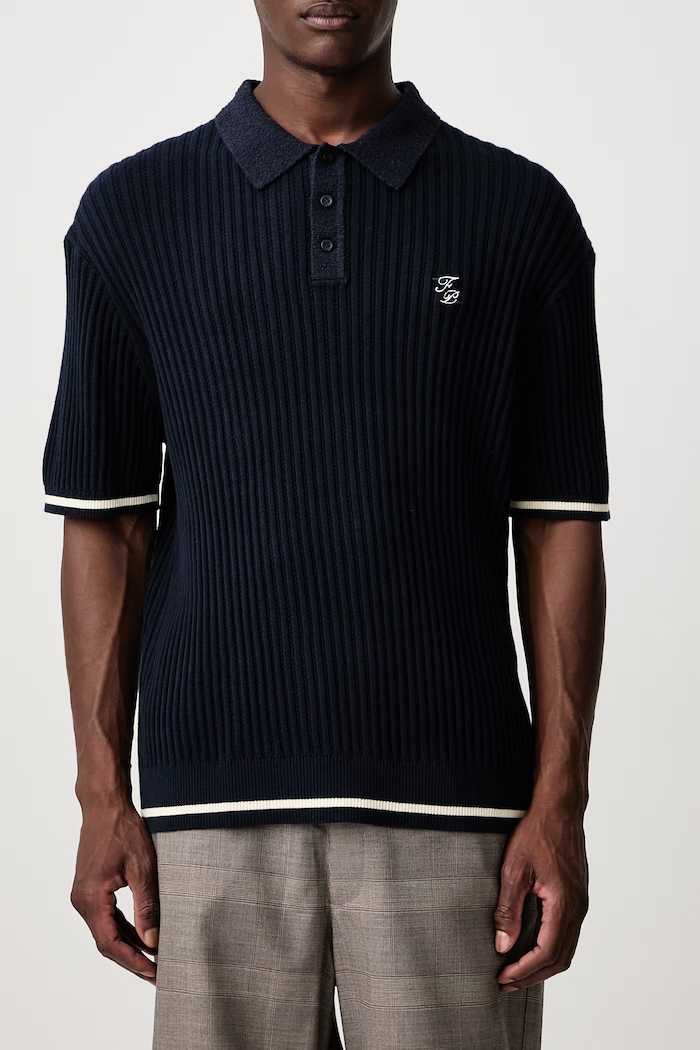 Polo swetrowe bawełniane męskie Filling Pieces niebieski 422670500246