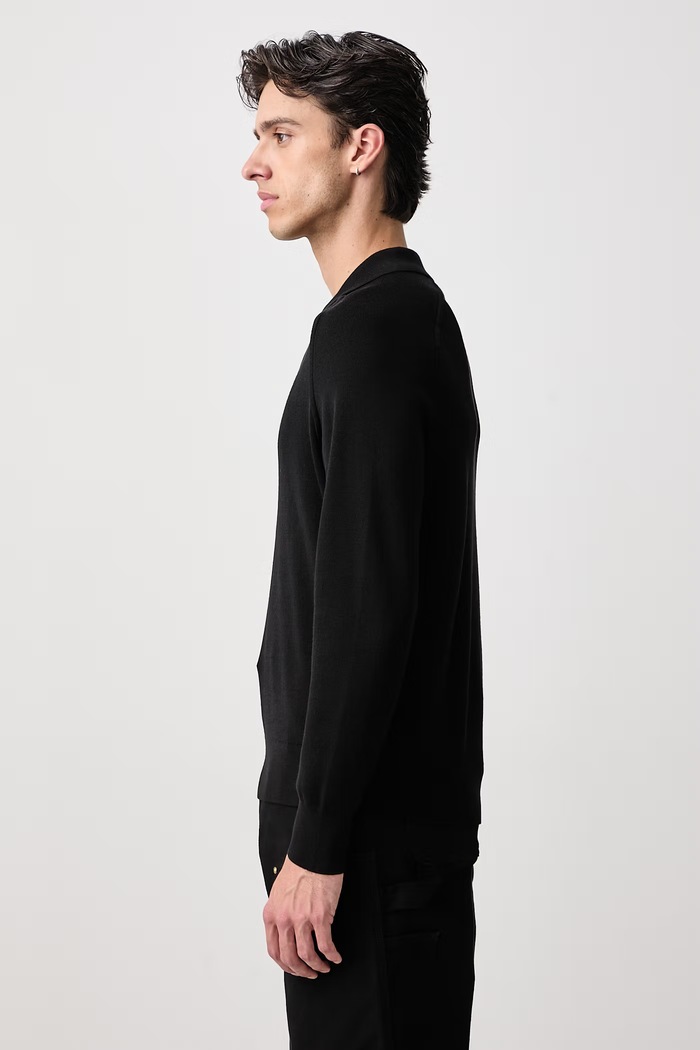 Sweter męski z dodatkiem wełny Lacoste AH8657.031 czarny
