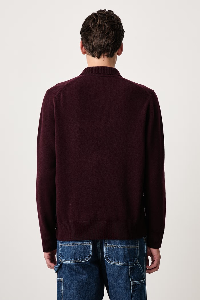 Odzież Lacoste Sweter wełniany męski AH8593.3KE bordowy