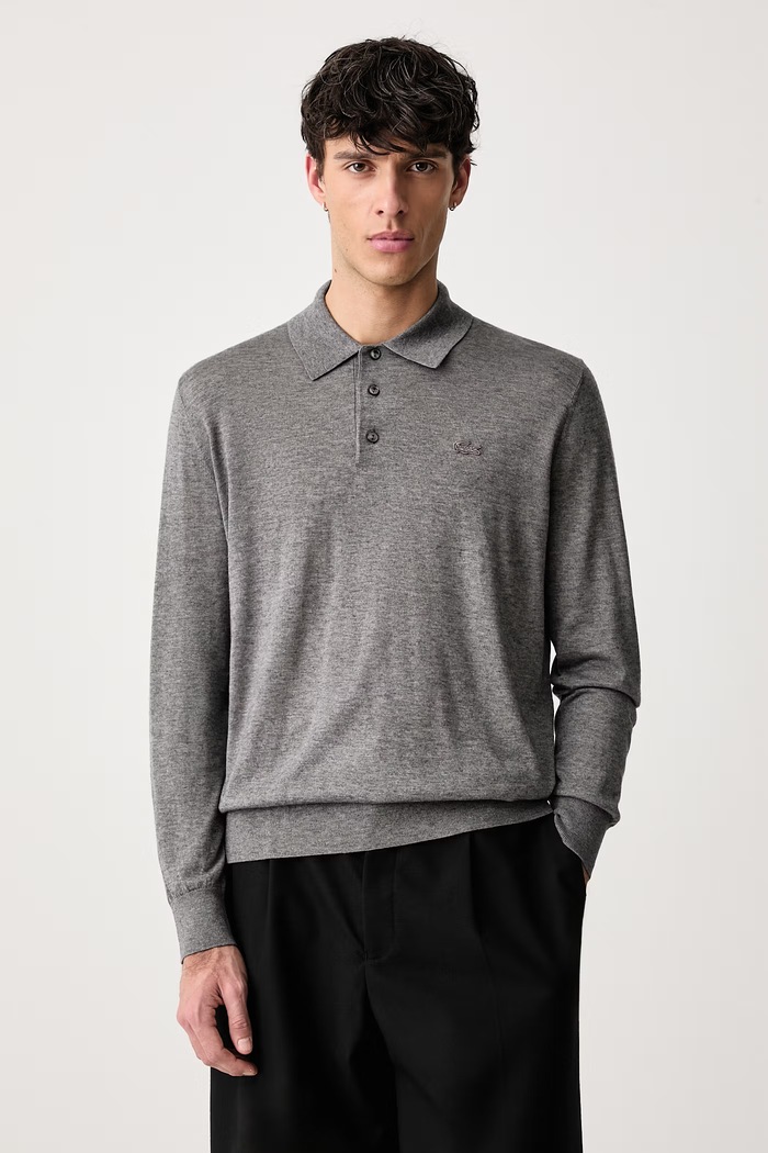 Lacoste Sweter męski z dodatkiem kaszmiru szary AH8586.UWC
