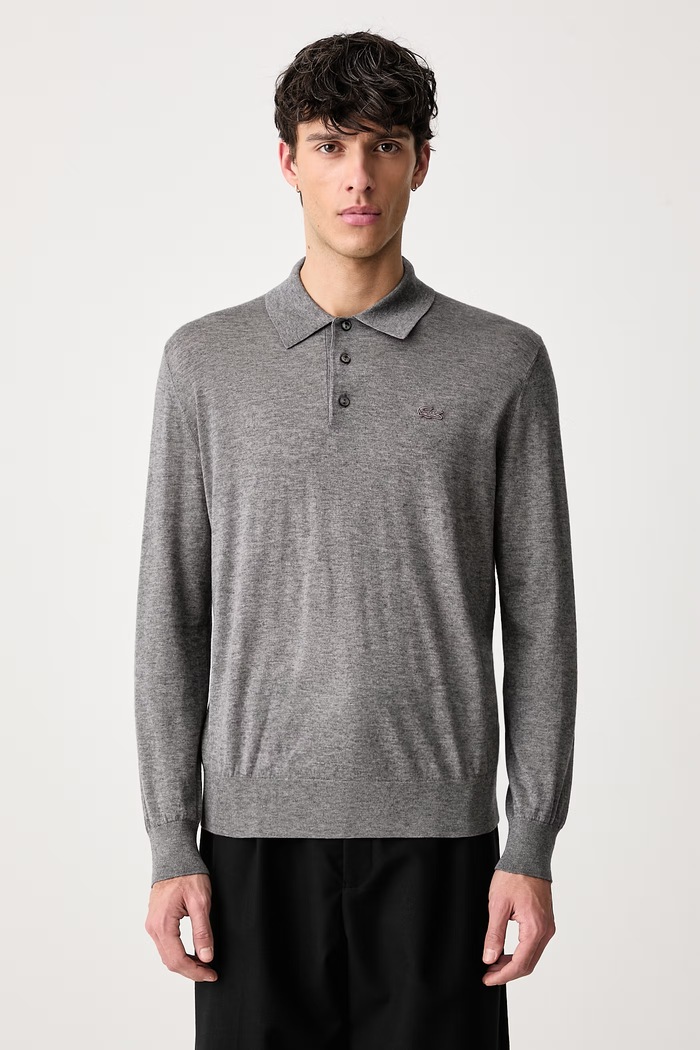Sweter męski z dodatkiem kaszmiru Lacoste szary AH8586.UWC