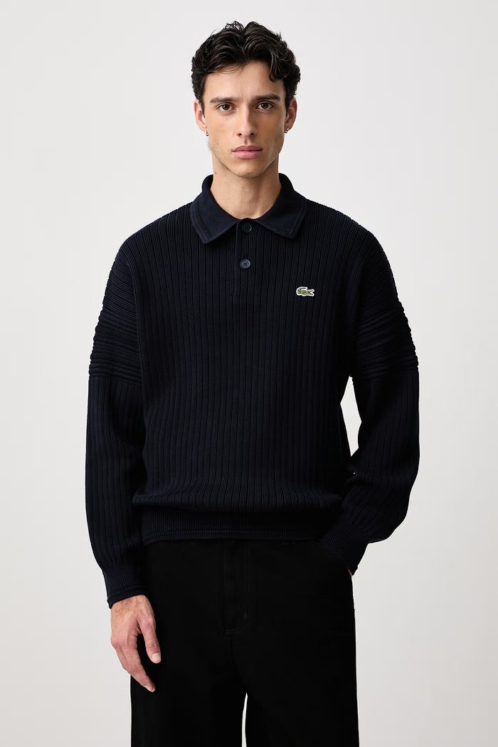 Lacoste Sveter bavlnený pánsky tmavomodrá AH8574.MXQ
