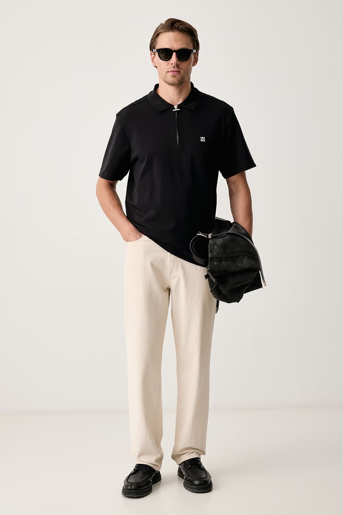 HUGO Polo pentru bărbați din bumbac Derypolo 50567930 negru AW26