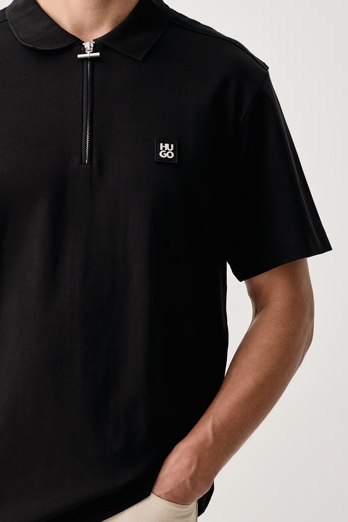 Polo pentru bărbați din bumbac Derypolo HUGO 50567930 negru