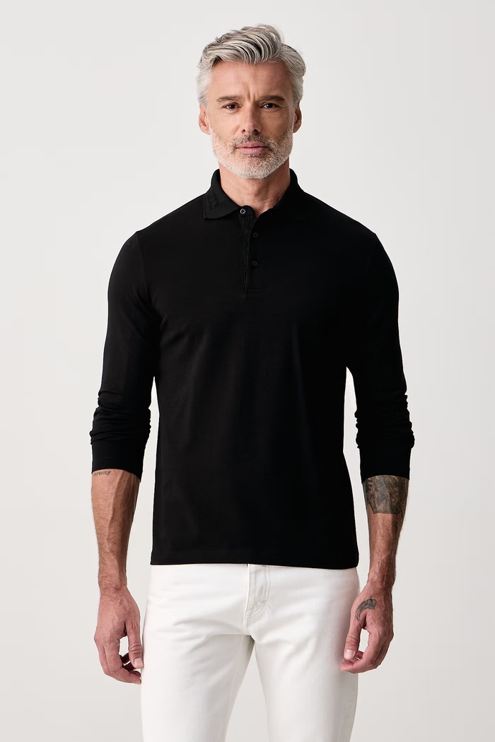 Karl Lagerfeld Longsleeve męski bawełniany z elastanem czarny 564235.745019