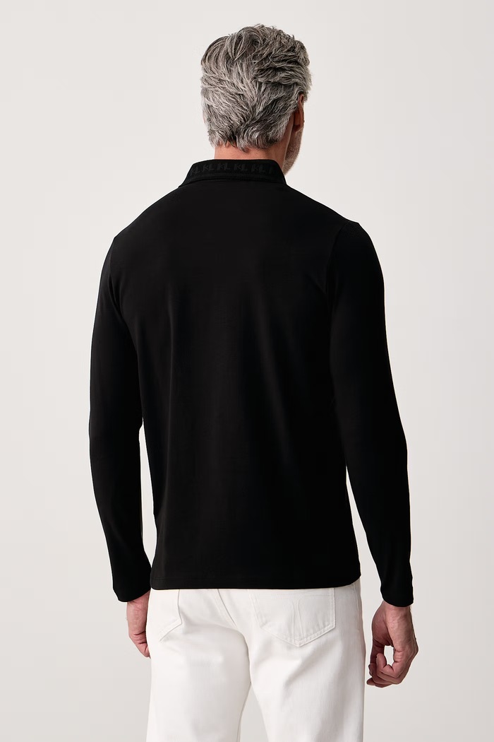 Odzież Karl Lagerfeld Longsleeve męski bawełniany z elastanem 564235.745019 czarny
