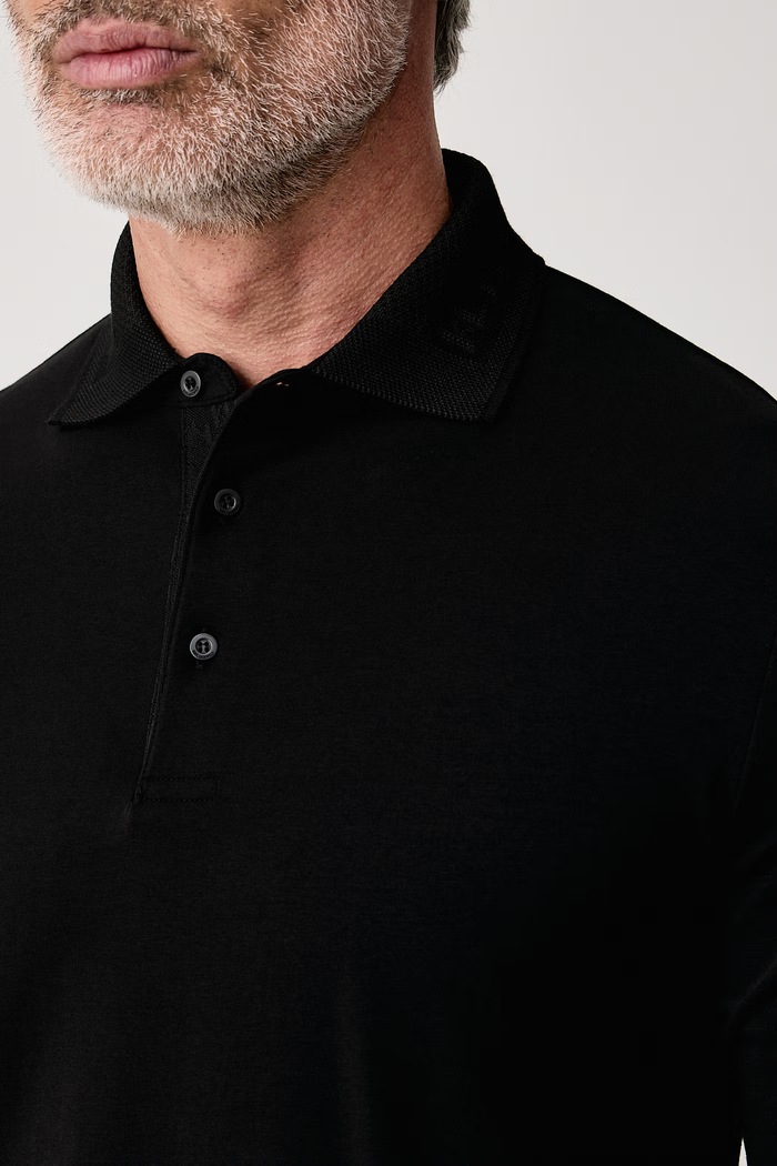 Longsleeve męski bawełniany z elastanem Karl Lagerfeld 564235.745019 czarny