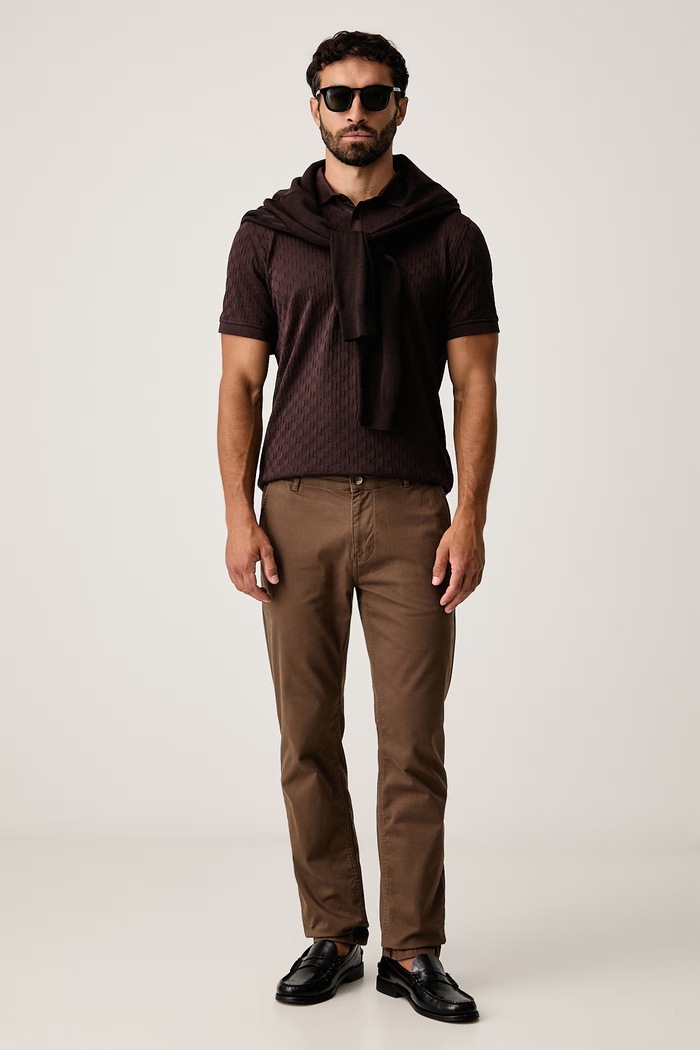 Karl Lagerfeld Pletena polo majica moška bombažna 564203.745006 rjava AW26