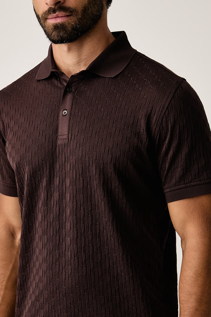 Pletena polo majica moška bombažna Karl Lagerfeld 564203.745006 rjava