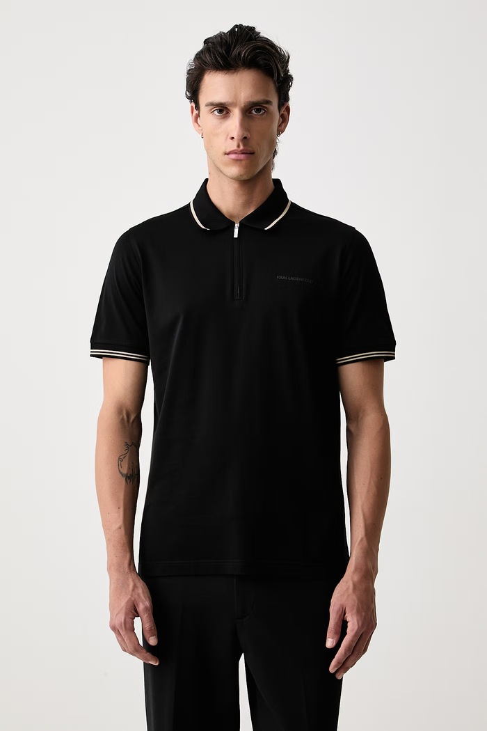 Karl Lagerfeld polo majica za muškarce od pamuka crna 564200.745001