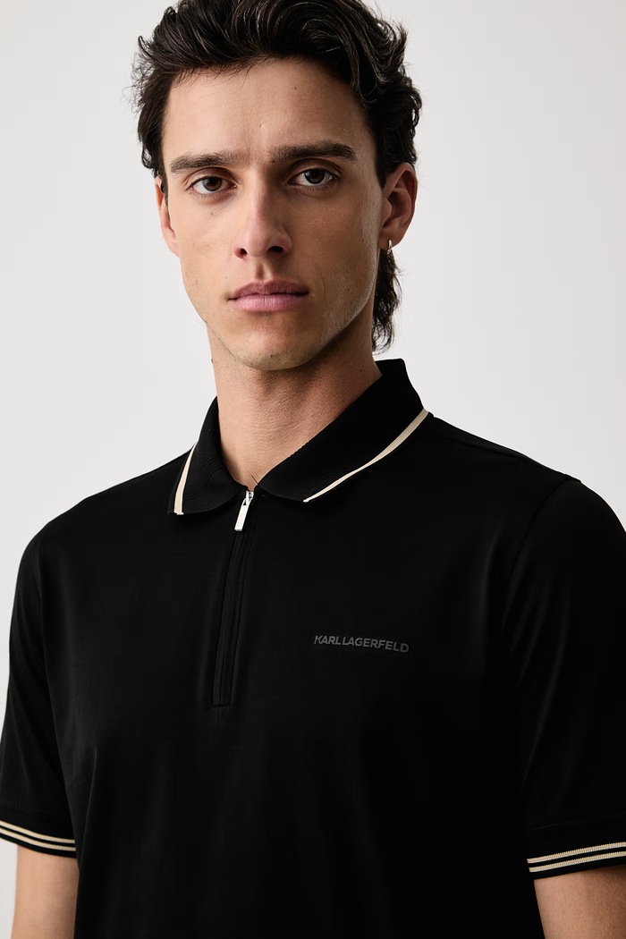Karl Lagerfeld polo majica za muškarce od pamuka crna 564200.745001