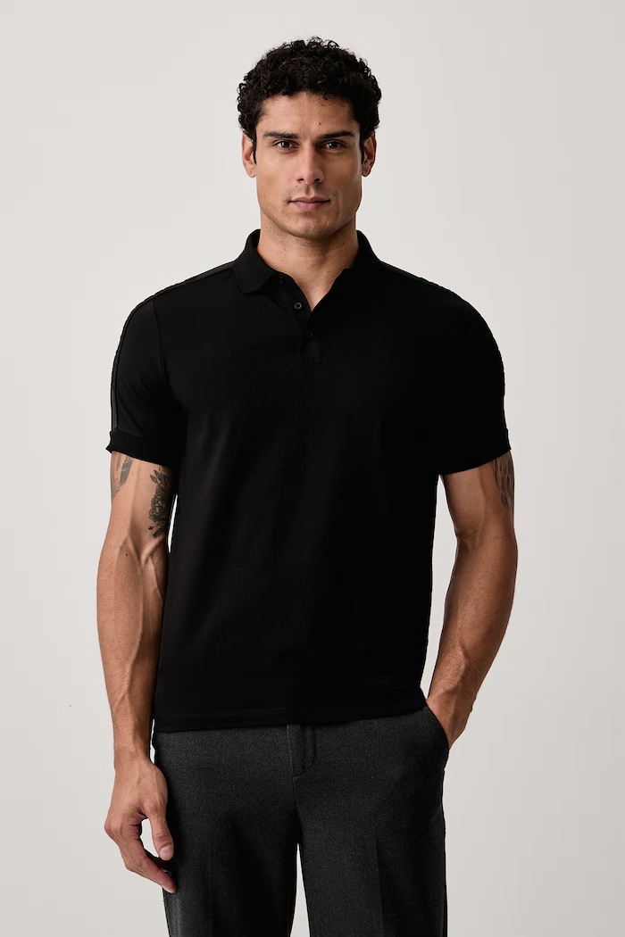 Karl Lagerfeld Polo tričko pánske bavlnené s elastanom čierna 564235.745017