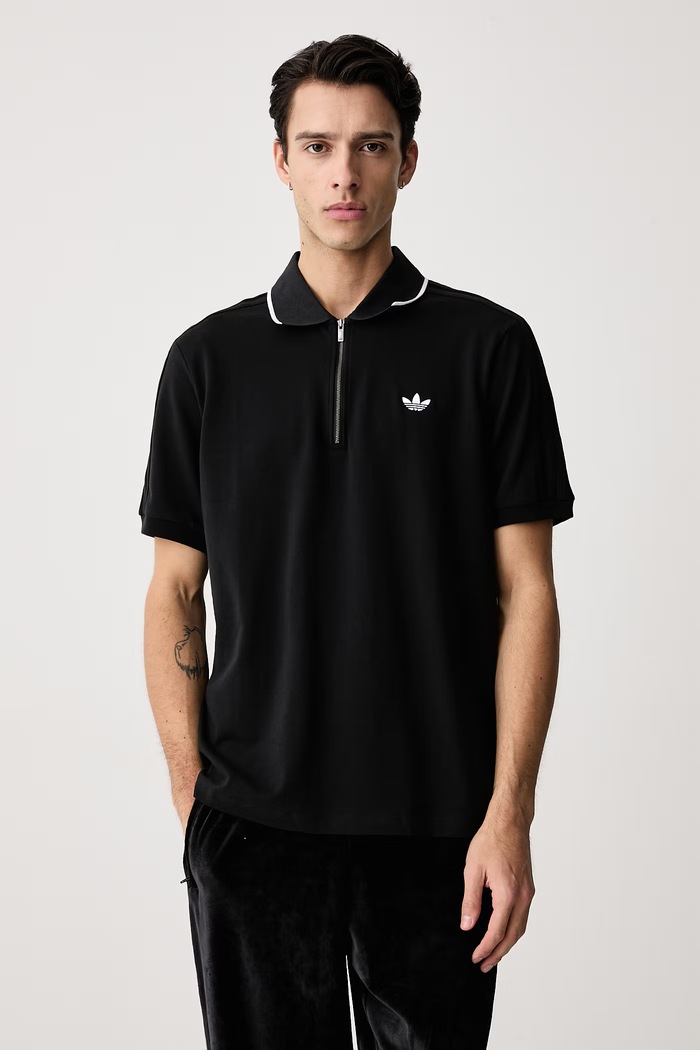adidas Originals Polo męskie bawełniane z elastanem czarny KE4172