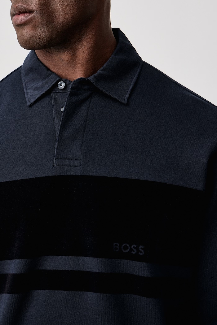 Longsleeve męski z bawełną Pe_FrostTape BOSS Orange 50570692 granatowy