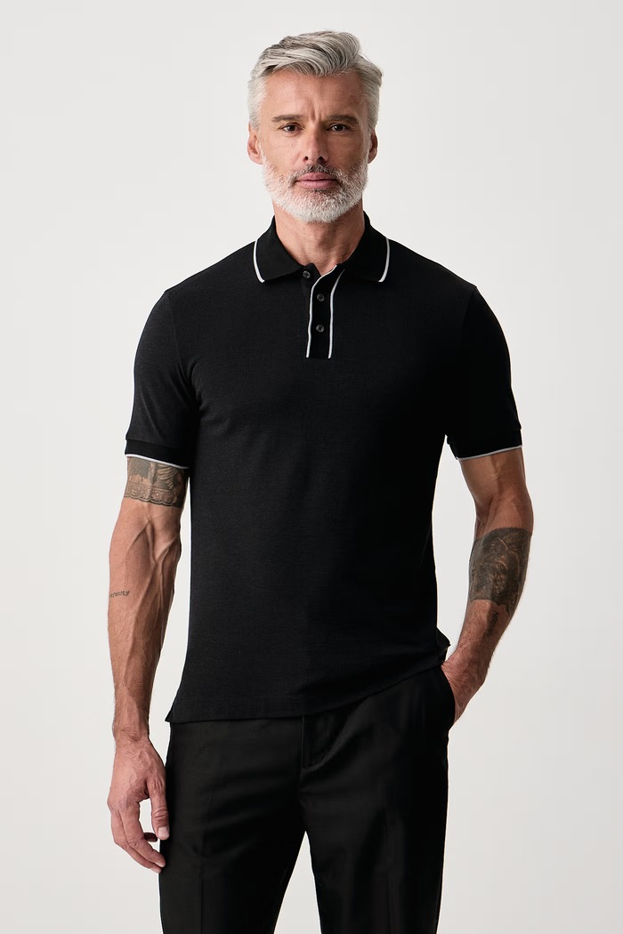 BOSS Polo męskie bawełniane H-Parlay czarny 50565735