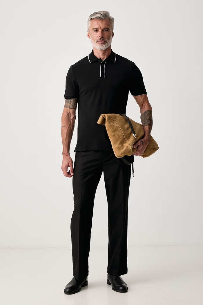 BOSS Polo męskie bawełniane H-Parlay 50565735 czarny AW26