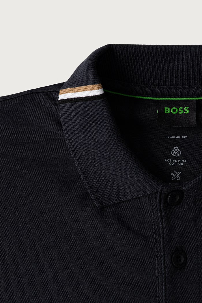Ρούχα BOSS Green Πόλο ανδρικό βαμβακερό με ελαστάν PL_GOC Rank 50570014 σκούρο μπλε