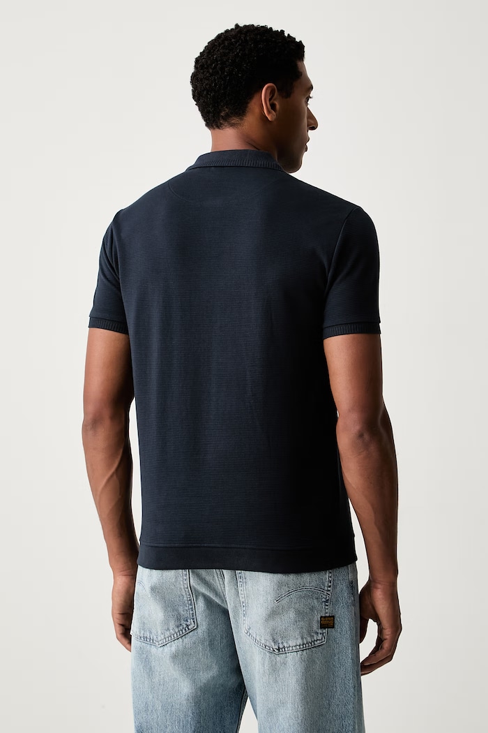 Oblačila U.S. Polo Assn. polo majica moška z bombažem RAISED HORIZONTAL OTTERMAN JERSEY MUP5471 mornarsko modra