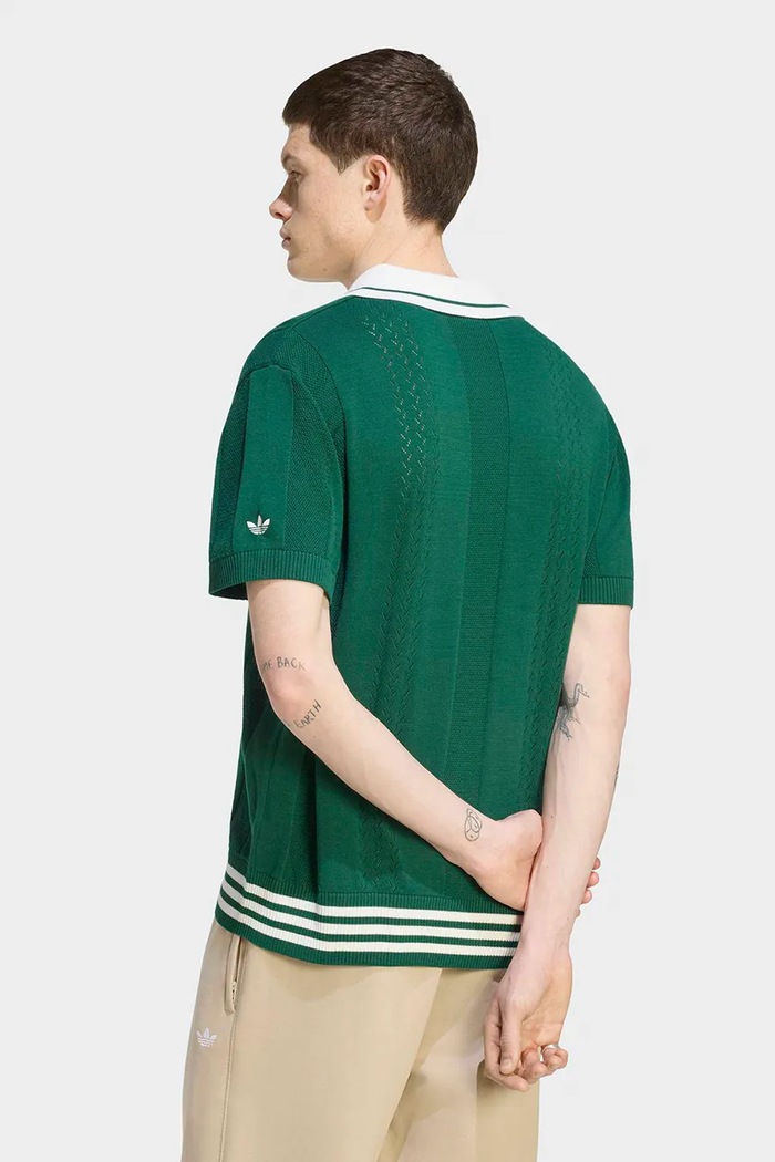 adidas Originals Svetr s polo límečkem bavlněný KW5681 zelená AW26