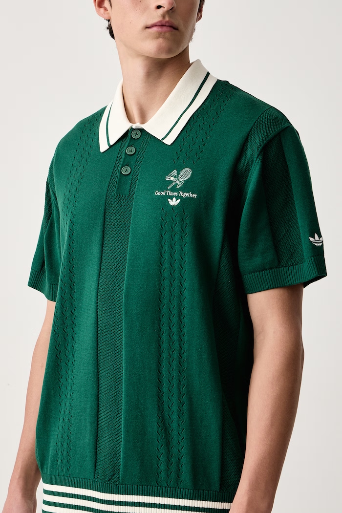 Polo swetrowe bawełniane adidas Originals KW5681 zielony