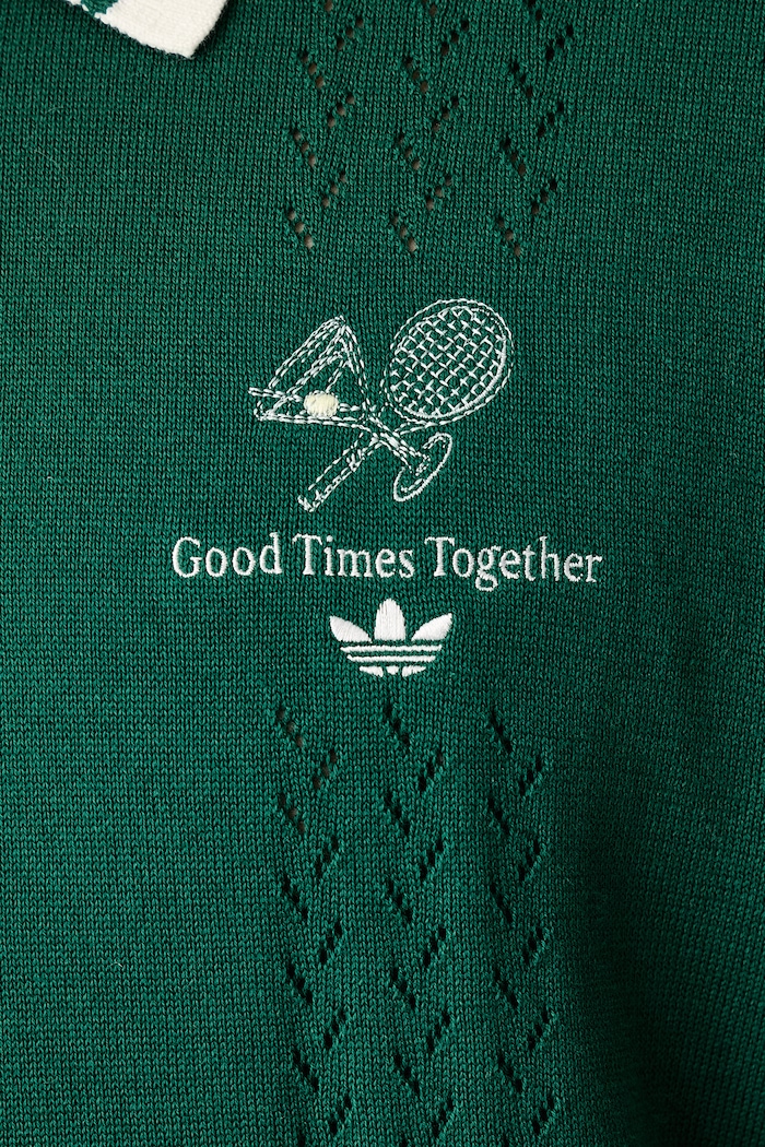 Polo swetrowe bawełniane adidas Originals zielony KW5681
