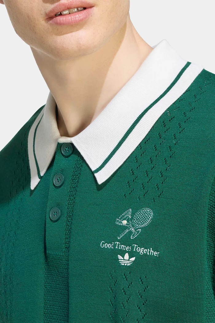 Svetr s polo límečkem bavlněný adidas Originals zelená KW5681