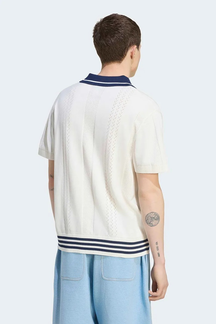 adidas Originals Svetr s polo límečkem pánský bavlněný KW5680 béžová AW26