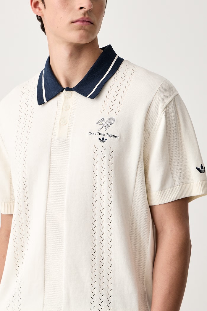 Polo swetrowe męskie bawełniane adidas Originals KW5680 beżowy