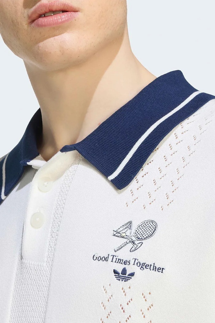 Svetr s polo límečkem pánský bavlněný adidas Originals KW5680 béžová