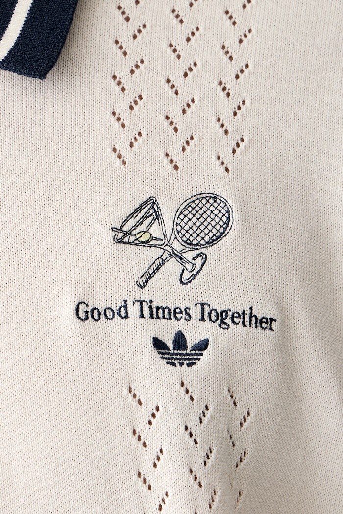 Polo swetrowe męskie bawełniane adidas Originals beżowy KW5680