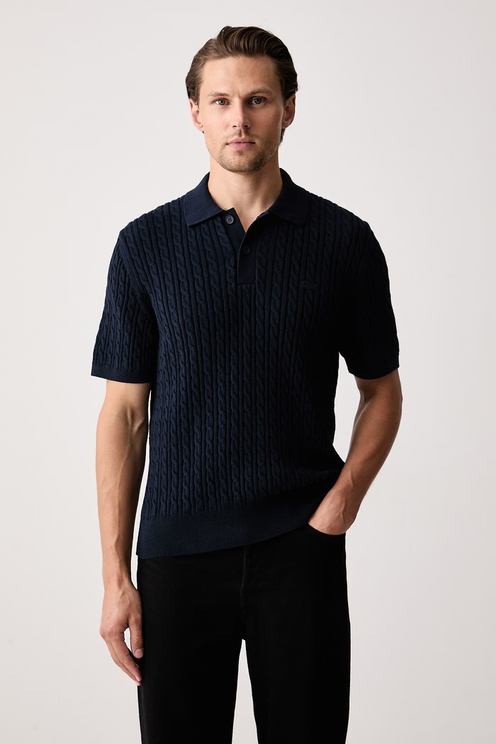 Lacoste Polo męskie z bawełną granatowy AH0687