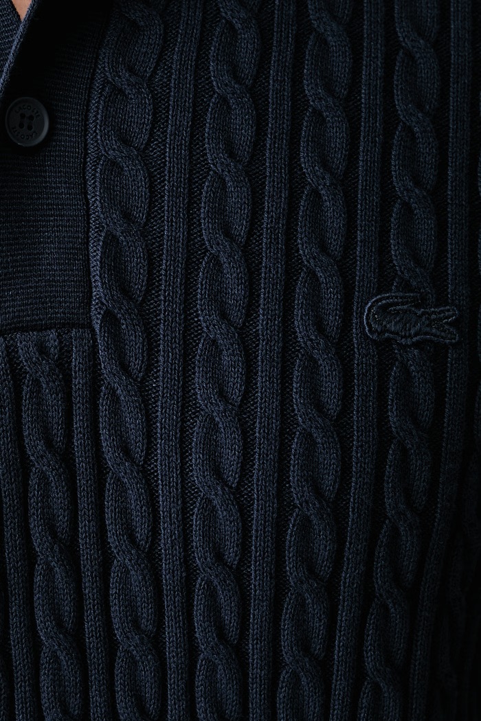 Polo męskie z bawełną Lacoste AH0687 granatowy