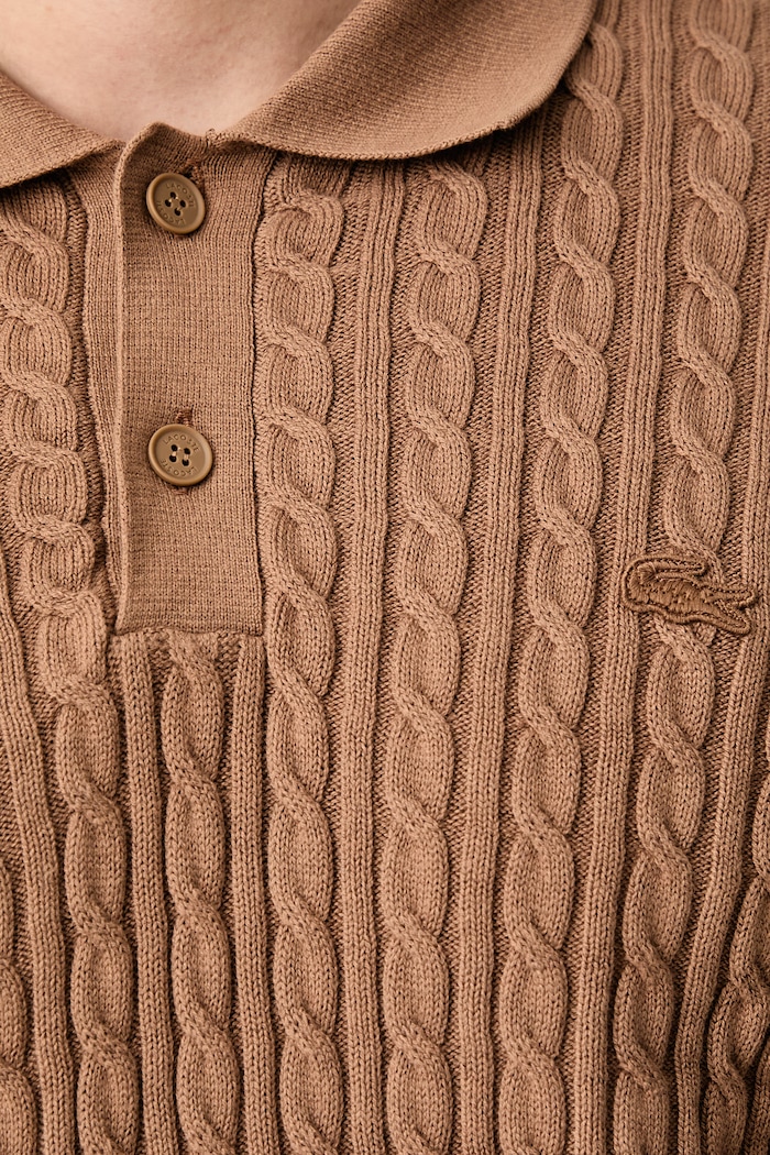 Polo męskie z bawełną Lacoste brązowy AH0687